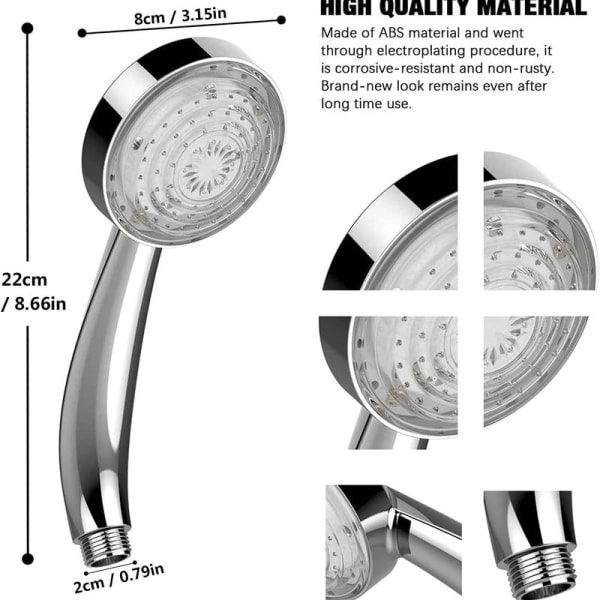 LED-duschhuvud, 7 färger, automatisk växling, högtrycksduschhuvud, universellt badrum