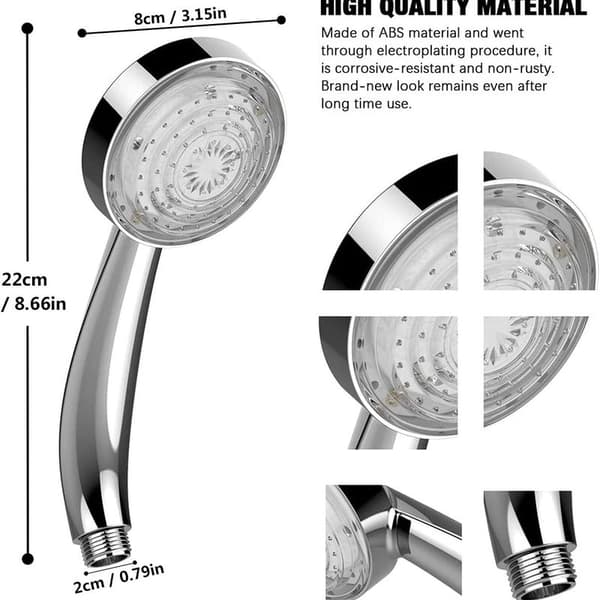 LED dusjhode, 7 farger, automatisk skift, høytrykks dusjhode, universal baderom