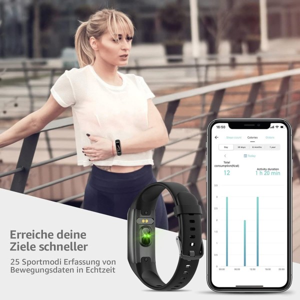 SmartWatch Kvinner Menn Fitness Watch med 1,10 Tommers AMOLED Touch Screen Smart