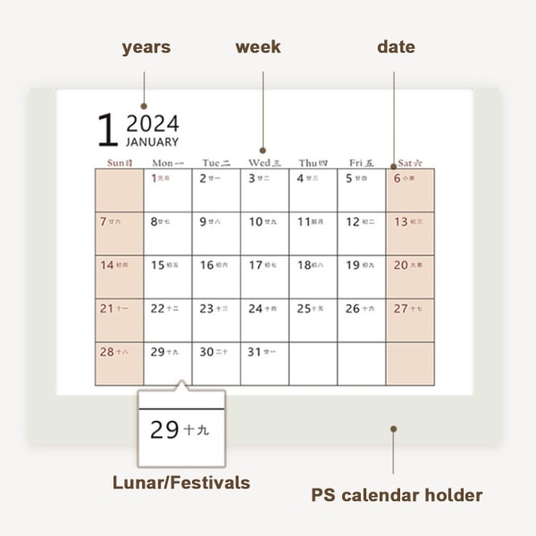 Pöytäkalenteri 2024 Organizer kynäpidike 2024 kirjoitustyyli1 KLB