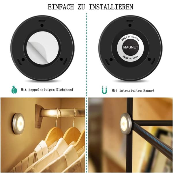 Nattlampa med rörelsesensor, 6 LED rörelsesensorljus KLB