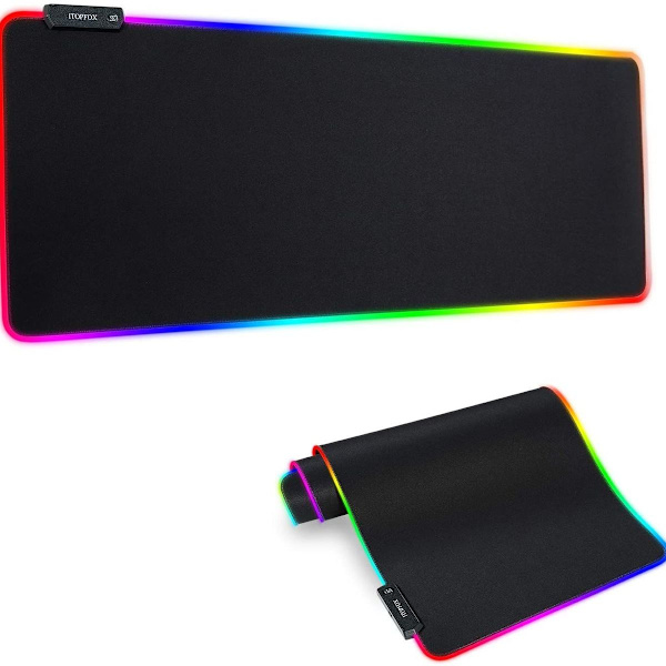 RGB-spillmusematte - stor og langstrakt LED-musematte, 14\"