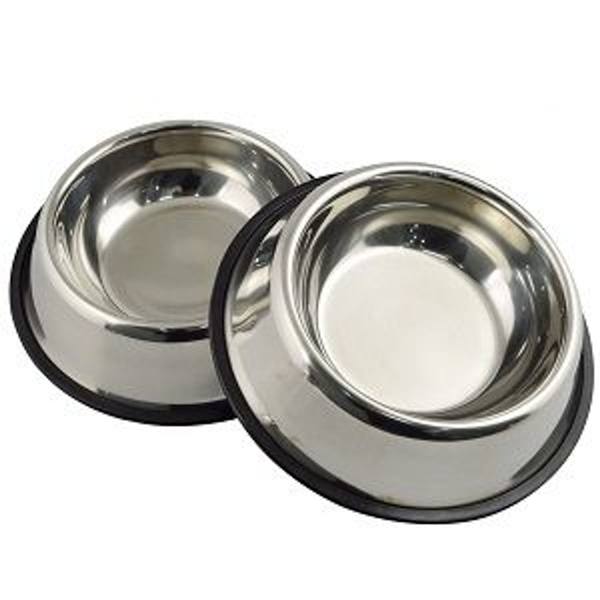 Rustfrit stålskål til hunde med gummibase til små/mellemstore/store hunde KLB