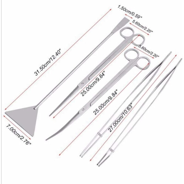 1 rostfritt stål spatel akvarium tank pincett sax verktyg set KLB