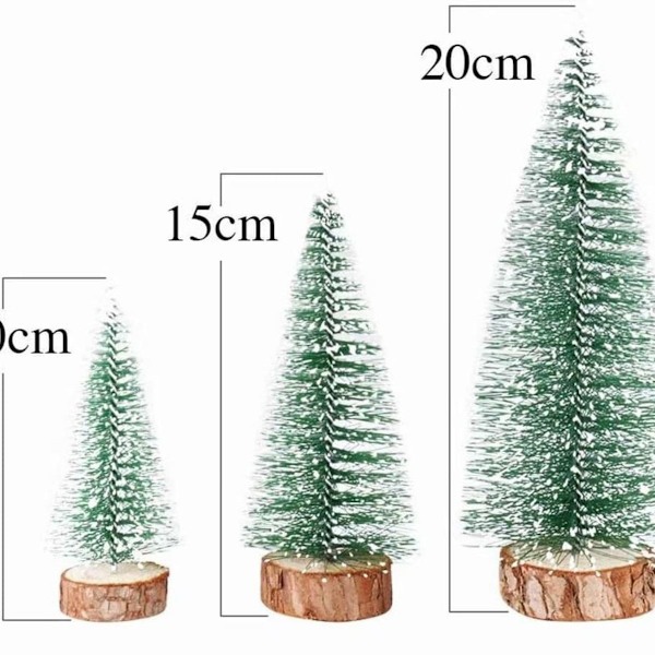 Mini kunstig juletræ, 9 stykker mini kunstig juletræ med KLB