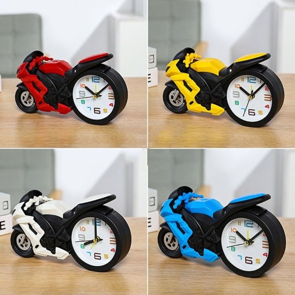 Motorcycle Alarm Clock Ornament Creative Gift Clock for Kids (Yellow Racing Car)