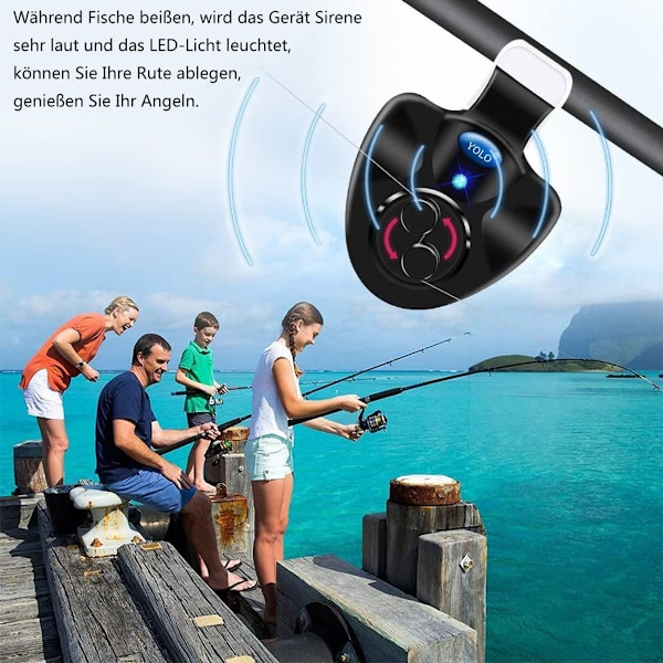 Fiskebid alarm med LED lysindikator vibrationsenhed KLB