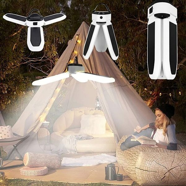 Bärbar utomhuslampa Camping Lykta LED Solcellslampa Uppladdningsbar Powerbank Leis