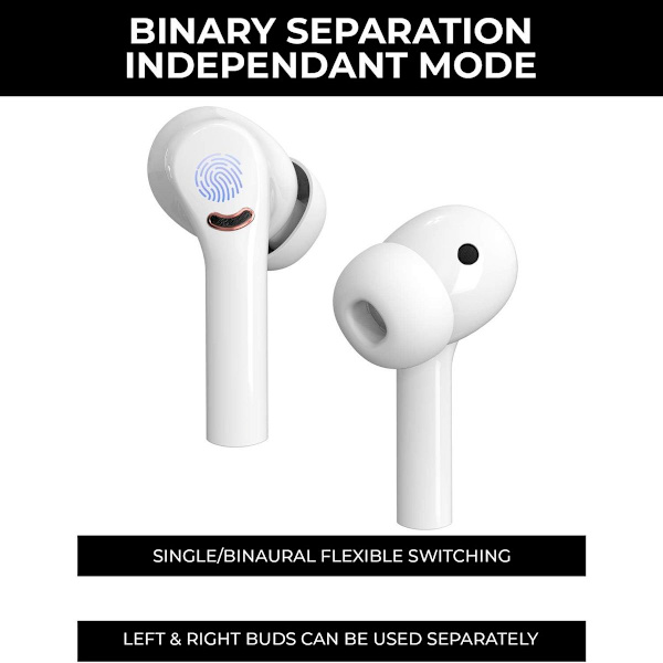 Aidosti langattomat nappikuulokkeet aktiivisella melunvaimennuksella, Bluetooth, valkoinen