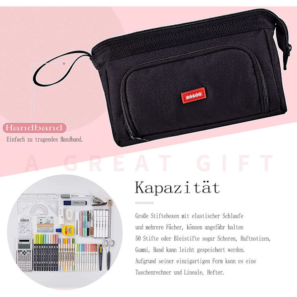 Easthill Blyantsæske Stor Kapacitet Blyantpung Håndholdt Pen Taske Kosmetik