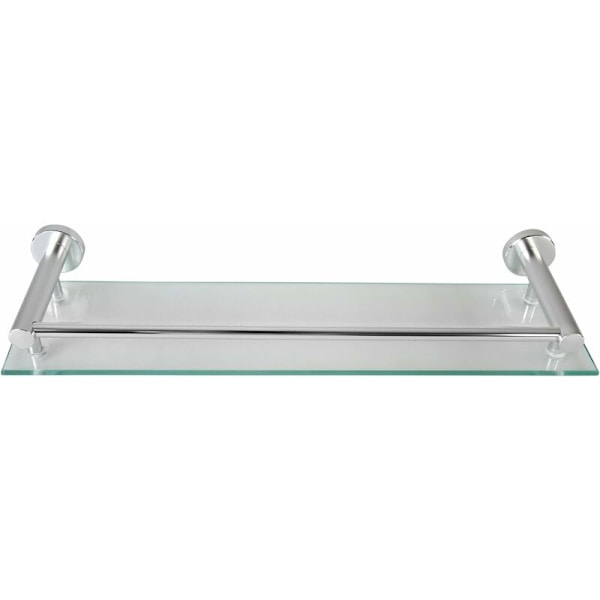 Badeværelseshylde - vægmonteret, hærdet glas og aluminium, bredde 40 cm, monteringsbeslag inkluderet, sølv - Badeværelseshylde KLB