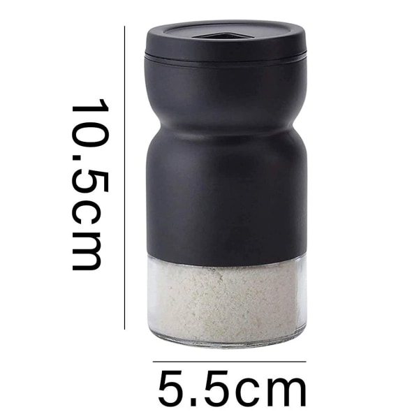 Glass Salt og Pepper Shaker Set med Justerbare Hellingshull - Svart