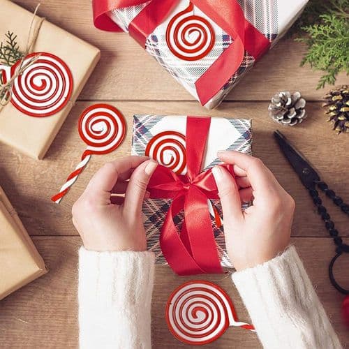 Julelollipop-pynt sæt, 6 stk. Juletræslollipop