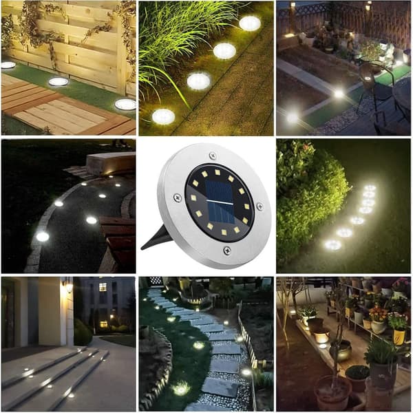 Udendørs solgulvlampe LED solcellelampe, 10 stk.