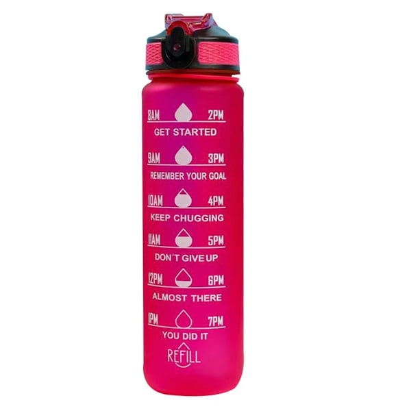 1000 ml motivaatiovesipullo, vaaleanpunainen KLB