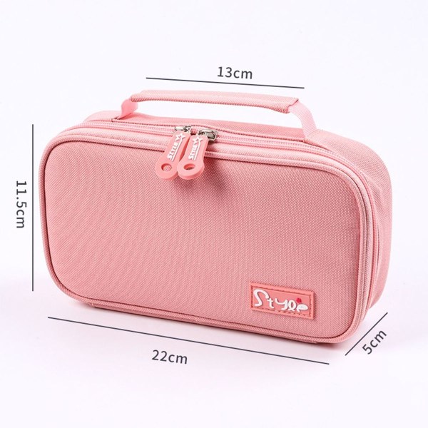 Large Capacity Zipper Pencil Case - Multifunctional Pink KLB