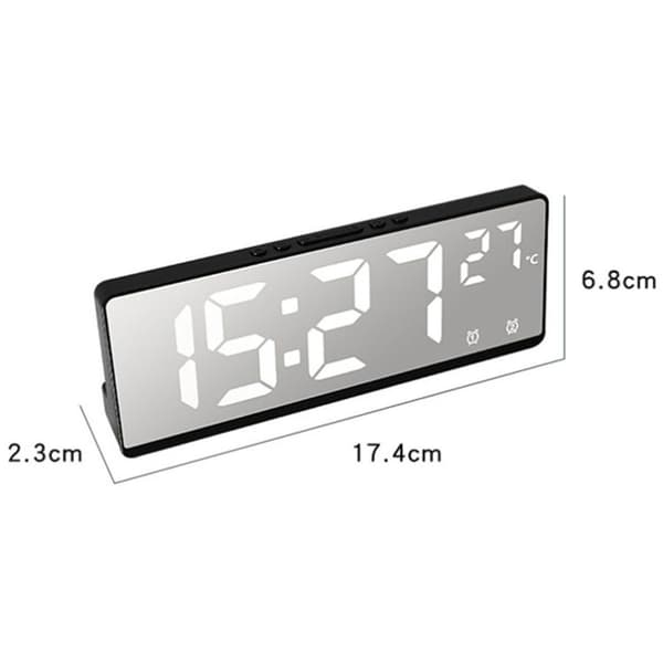 6631 LED digitalt display, multifunksjonell elektronisk klokke, skrivebordstemperatur speil