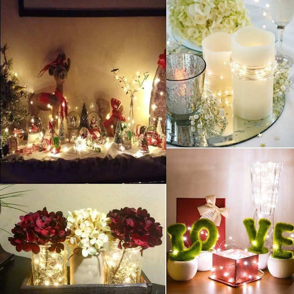 Vattentät vit ljusslinga - ljusstark ljusslinga för jul KLB