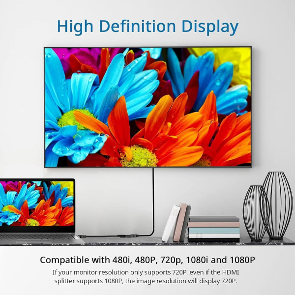 HDMI-jakajakaapeli - HDMI-jakaja 1 sisään 2 ulos HDMI