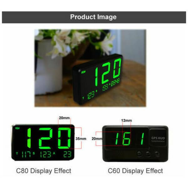 C80 Bil Global Position System Speedometer Digital Display Speed Altitude Meter Motorcykel Head Up Display Bil Hud Display, Model: Sort 29 KLB