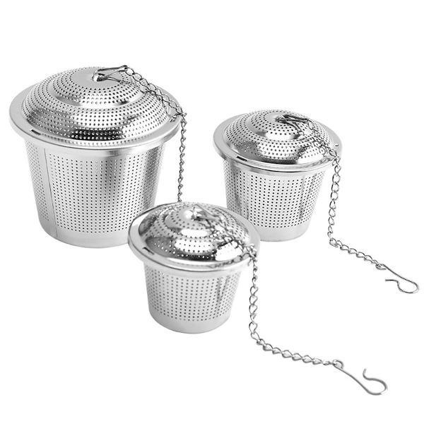 Tesil til løs te, 3 stk rustfrit stål te kugle si - mikroperforeret KLB