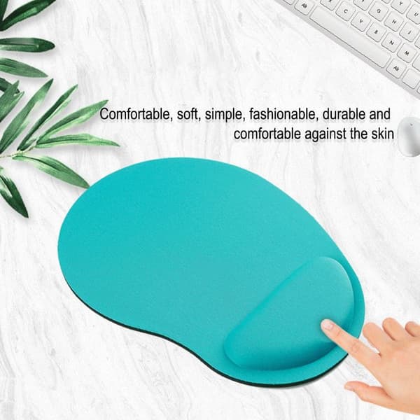 Kontormusematte med gelhåndleddsbeskyttelse. Spillmusematte. Hvit blå