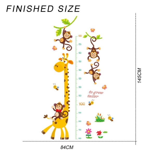 Apekatt Høyde-Veggkart for Barn | Skrell og Lim Veggklistremerker for Barnerom KLB