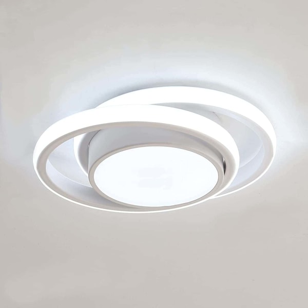 LED-taklampa, 32W rund taklampa, modern taklampa för hall, sovrum, badrum, kök, vardagsrum, kall vit, längd 27 cm