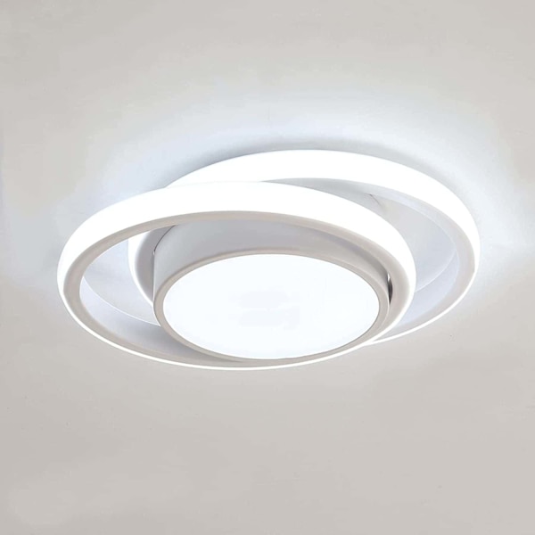 LED-taklampa, 32W rund taklampa, modern taklampa för hall sovrum badrum kök vardagsrum, kallvitt, längd 27cm