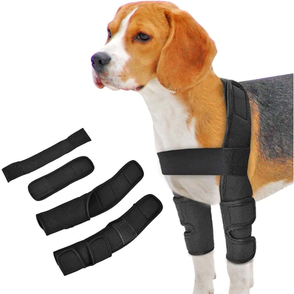 Knæbøjle til hundens forben, hundebenstøtte med krog og løkke, justerbar kæledyrsbenskadebeskytter(M)