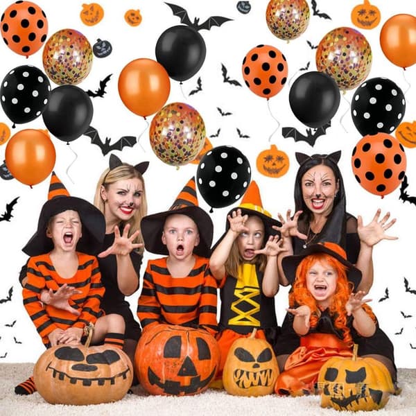 121 stykker Halloween ballon guirlande - sort og
