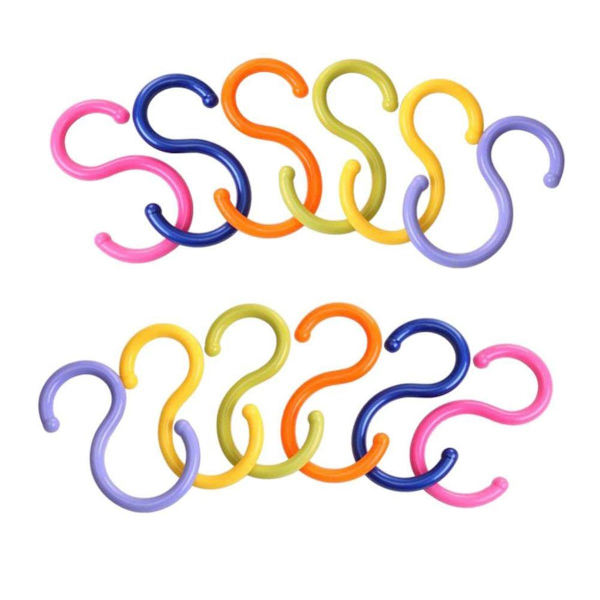 Multifunktionella S-formade plastkrokar, 12-pack