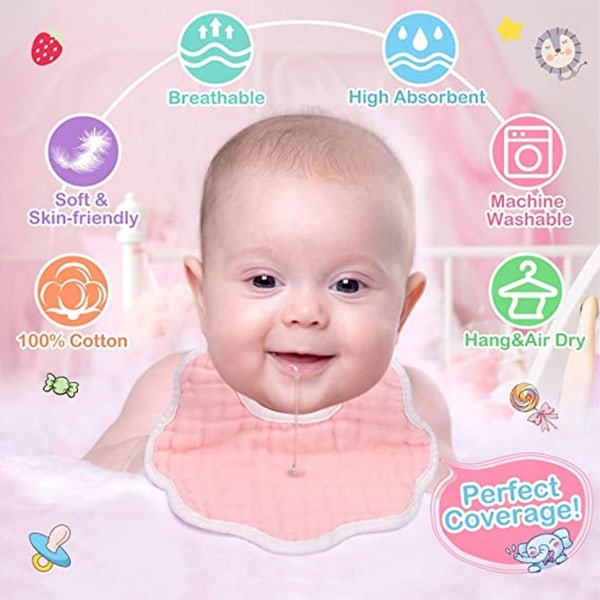Pakke Baby Drool Bibs Unisex bløde og absorberende 8 lag KLB