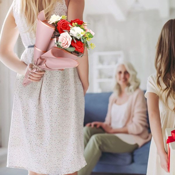 Indpakning vandtæt blomsterindpakningspapir ark, friske blomster, lyserød