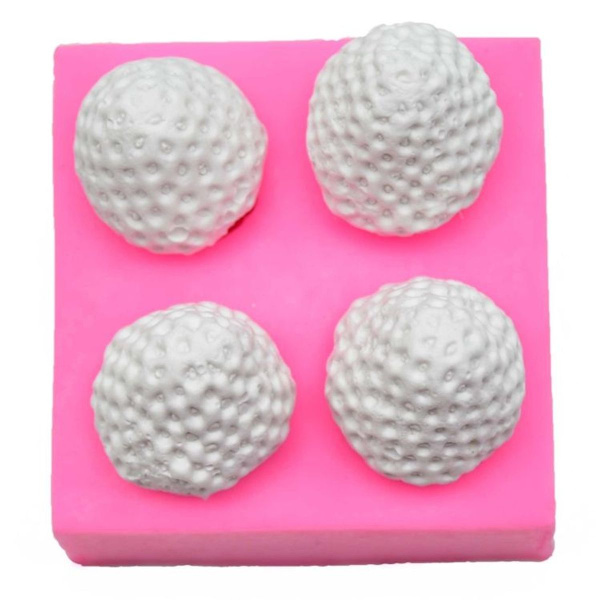 Pakke med 2 Fondant Chokolade Kage Dekoration Jordbær Silikonform (Pink)