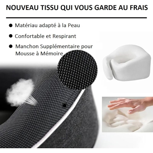 Flyrejsepude, Fly, Bil, Togrejsepude. Prenium Memory Foam Rejsehalsstrop + Rejsetilbehør KLB
