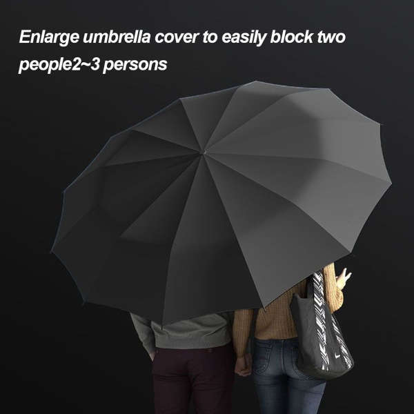 Fuldautomatisk dobbelt paraply med tolv ribben, Repel Umbrella sort