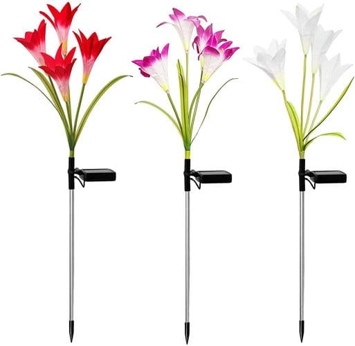 Solcellelys Kunstige Liljek blomster Solcellelys Utendørs Solcellelamper