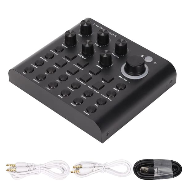 V8P live lydkort, one-touch mute, stemmeændring, dobbelt mikrofon KLB