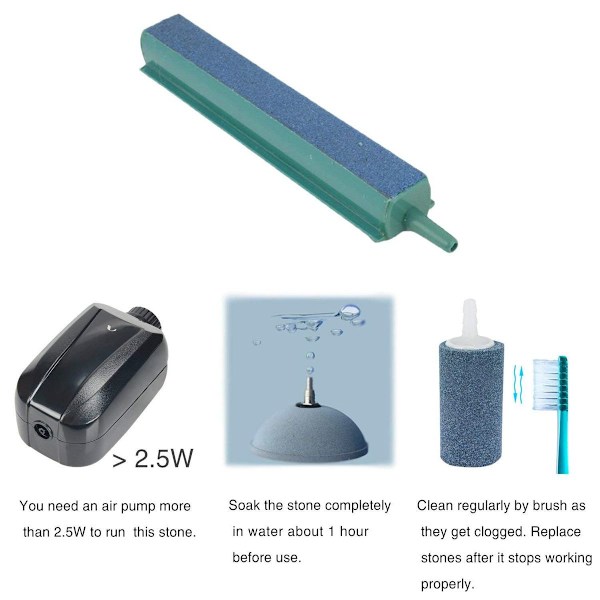 Pakke med 4 tommers luftestein tryllestav medium boble diffusor for akvarier KLB