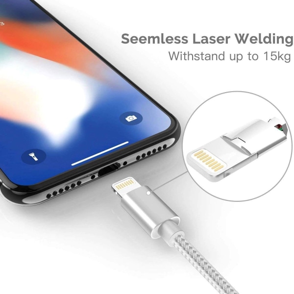 Ilikable iPhone-ladekabelsett med 3-1/2/3m nylon Lightning iPhone-kabler KLB