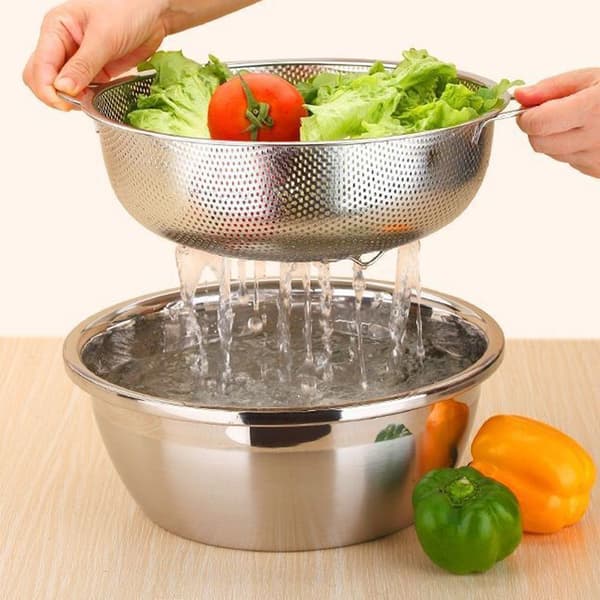 Mikroperforert sil med håndtak og bunn i rustfritt stål