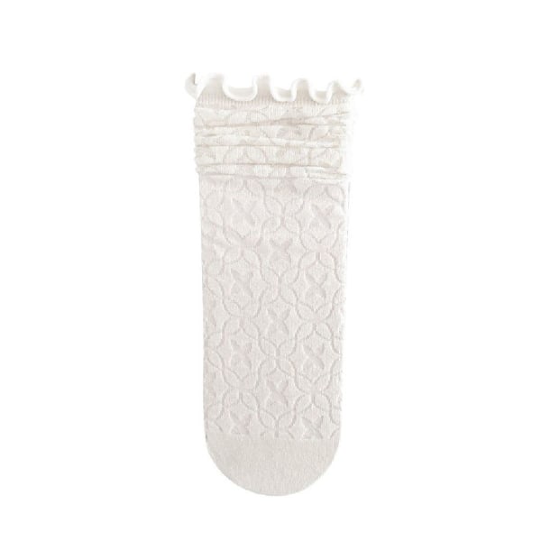 Naisten puuvillaneulotut booty-sukat polvisukat, valkoinen KLB