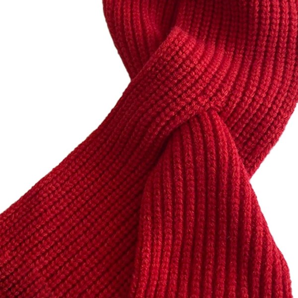 Stickad halsduk för barn Mode Enfärgad Toddler Mjuk Varm Scarf Röd