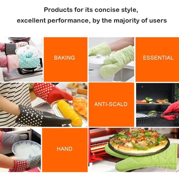 2 Pieces Heat Resistant Oven Gloves Washable Kitchen Gloves for Microwave Oven Home Barbecue Baking Bread Pizza Cake Orange-