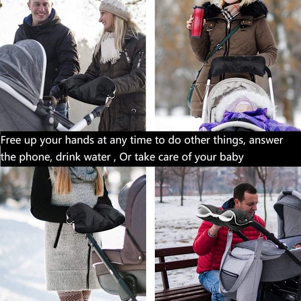 Barnvagnshandmuff Vinter Tjock Barnvagnshandskar Hand Svart KLB