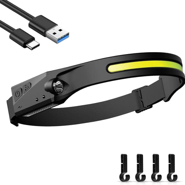 Kevyt otsalamppu taskulamppu, USB-ladattava ulkovalaisin, super KLB