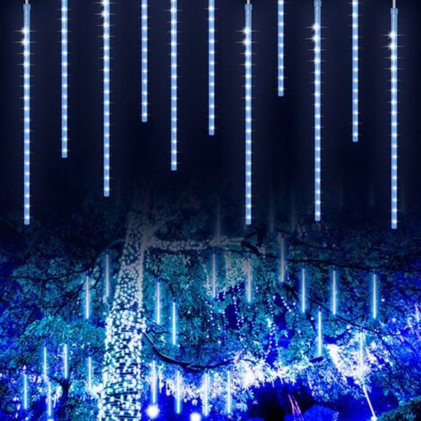 360 LED-jääpuikko ulkona puutarha valosarja jääsuihku sade meteori sade, sininen