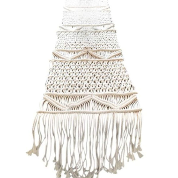 Macrame bordslöpare handvävd boho bröllopsbordsdekoration linne KLB