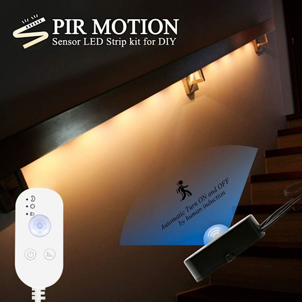 5 m LED-remsa PIR rörelsesensor dimbar USB-ljusremsa skåpbelysning, KLB